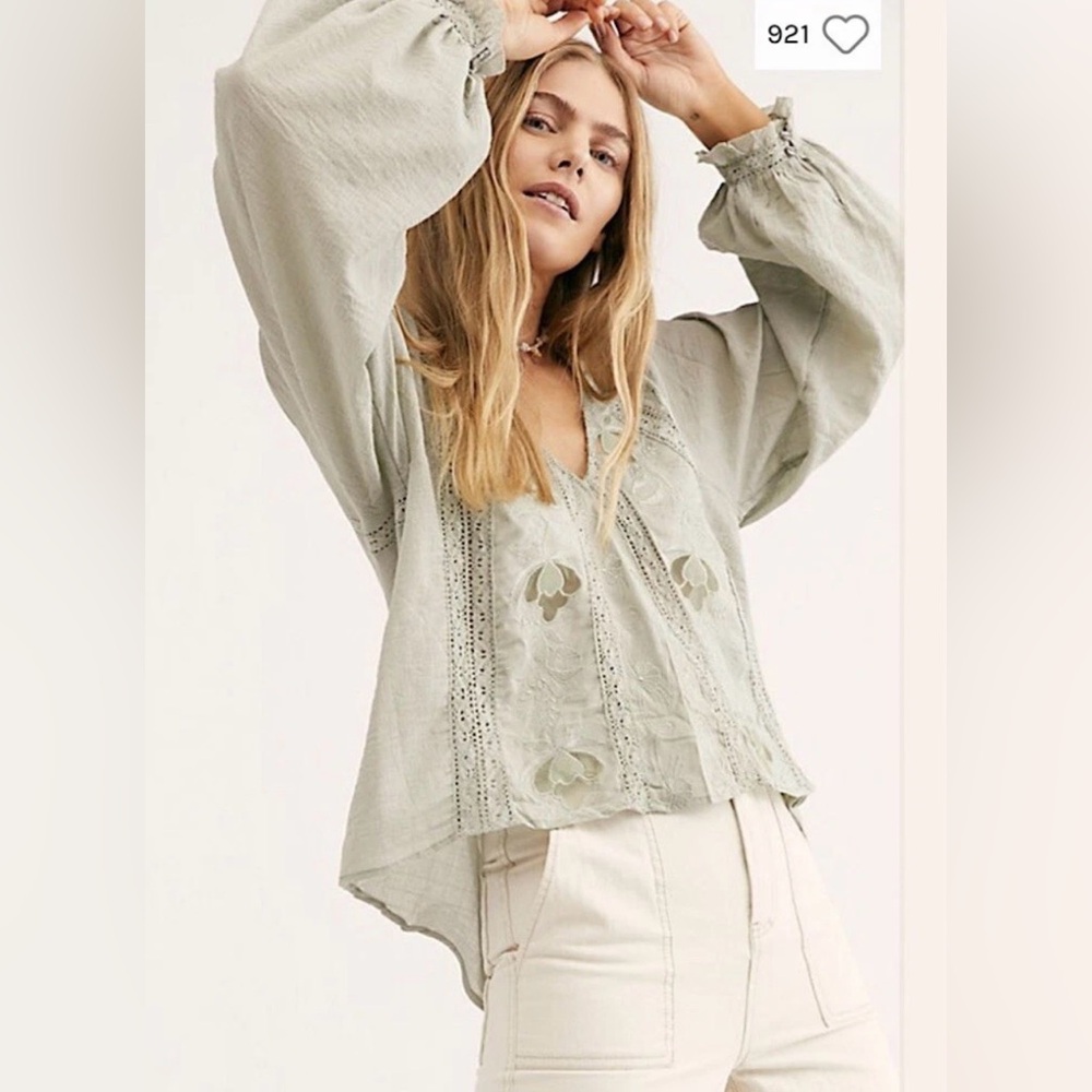 Free People Light Green Blouse